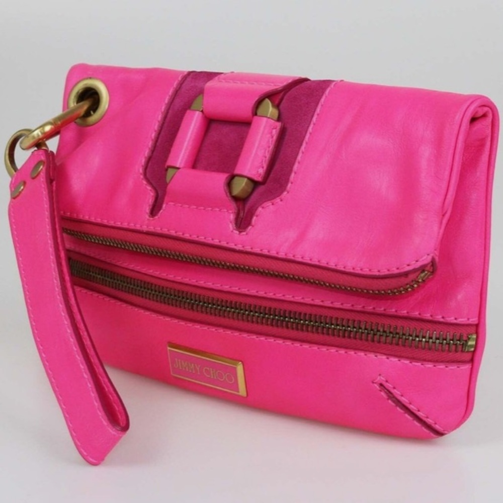 🥰Auth JIMMY CHOO Pink Mave Foldover
Clutch😍😍